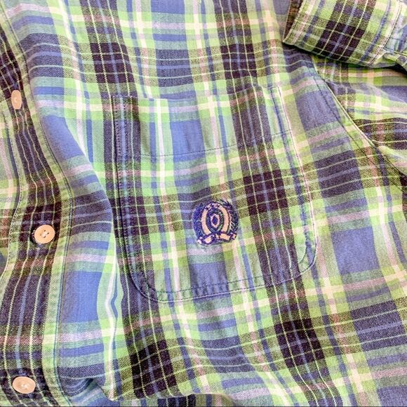 Roper Men’s Western Green & Blue Plaid Button Up Shirt Size Large - Picture 5 of 9